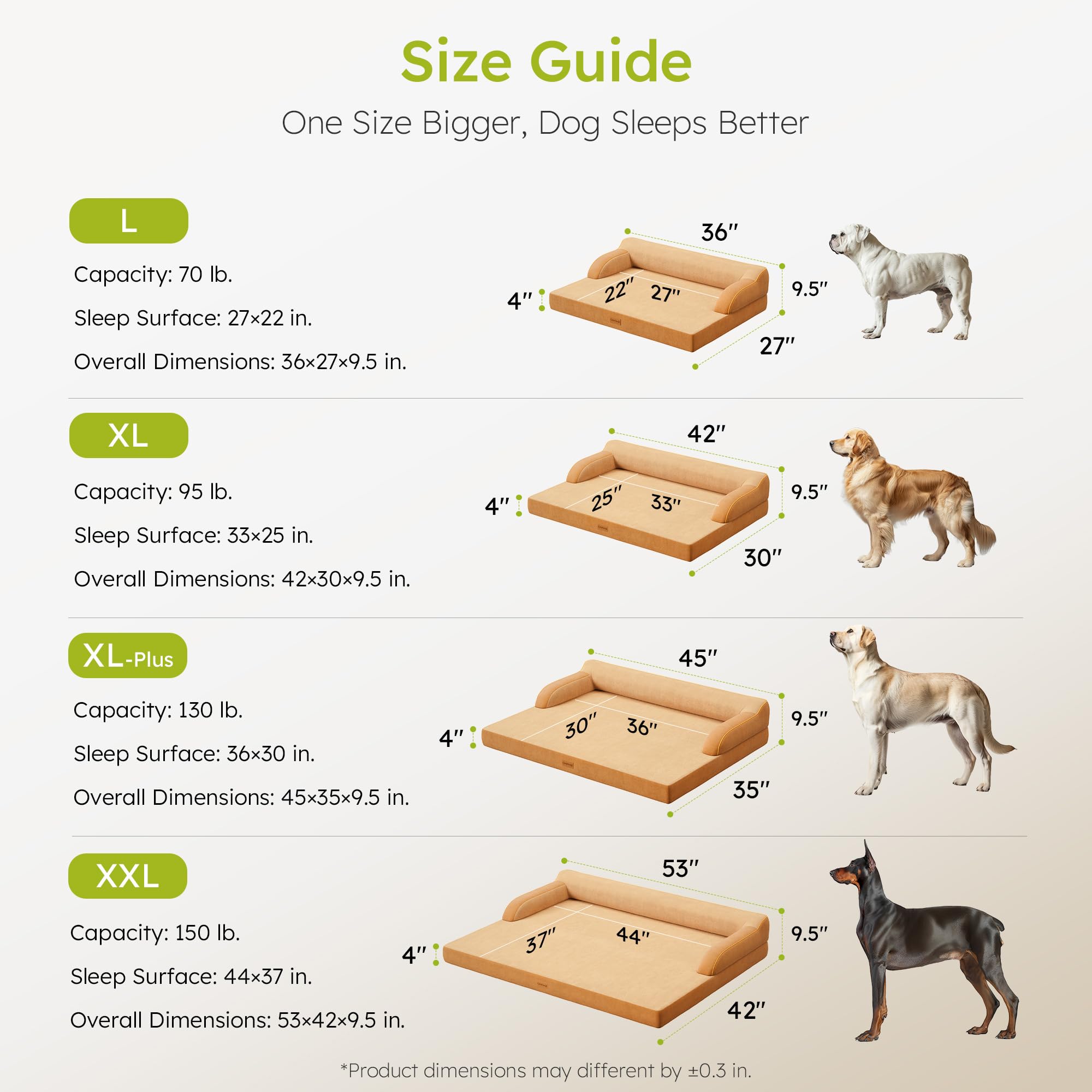CWAWZ XL Plus cama para perros grandes con reposacabezas acolchados.