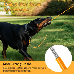 Cwlovys cable resistente para perro 100 pies, ideal para camping al aire libre.
