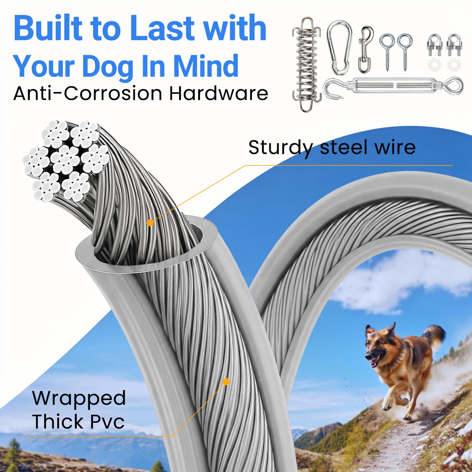 Cwlovys cable de seguridad para perro, libertad con supervisión.