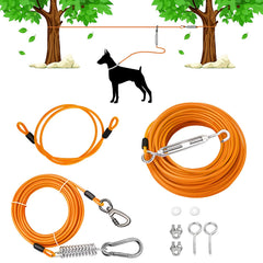 Cwlovys sistema cable perro exterior 50 pies, seguridad continua en el jardín.
