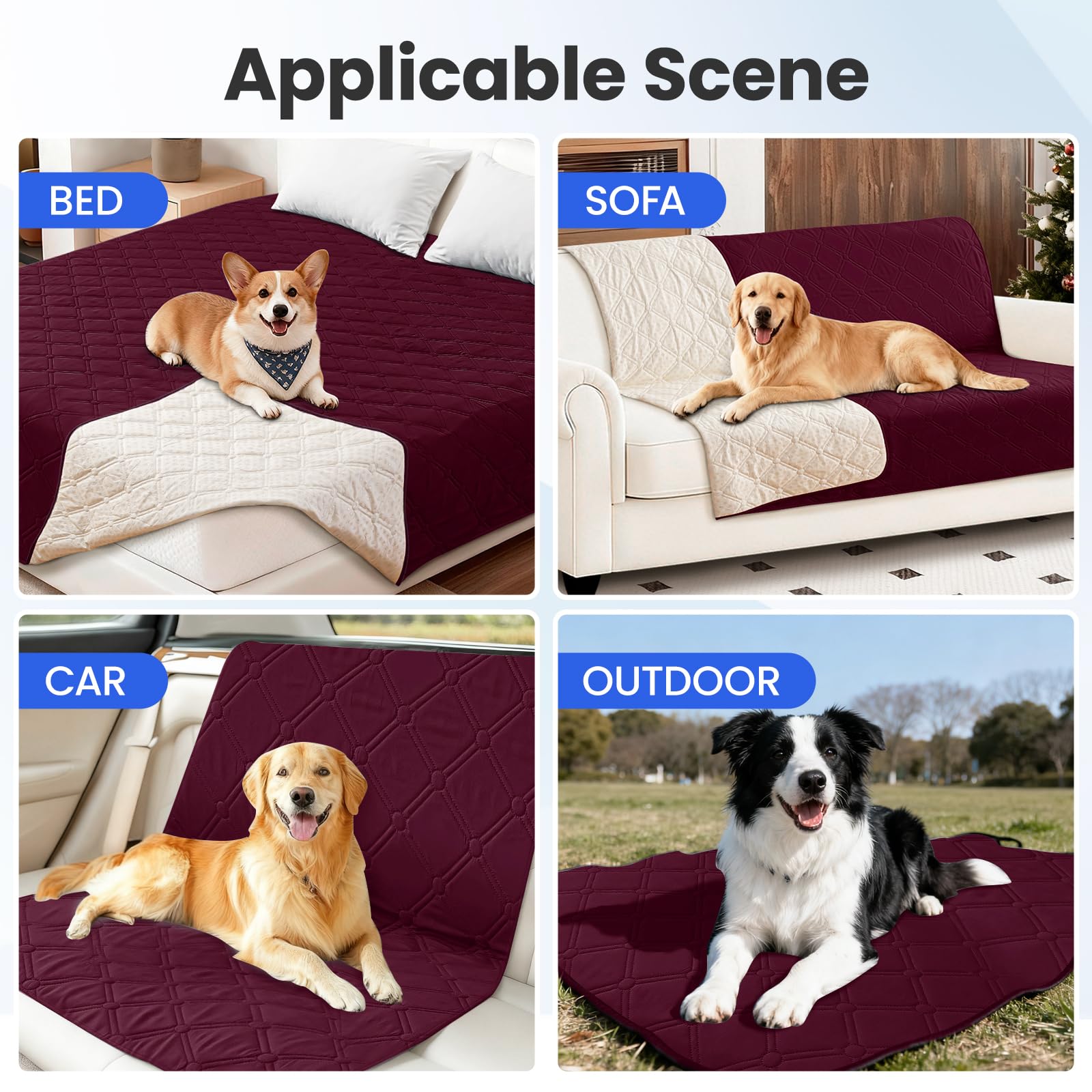 CYCMACO cobertor-cama-perro burdeos: mantiene zonas limpias al dormir