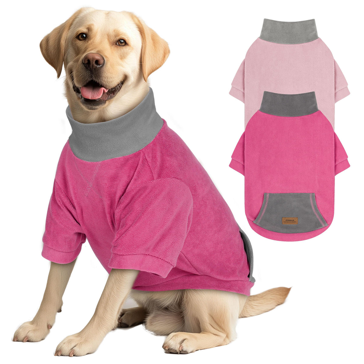 Cyeollo doble pack sudadera para perro en rosa fucsia, comodidad y calidez para paseos.