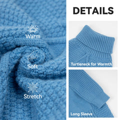 Cyeollo jersey para perro pequeño con cuello alto y mangas, azul cómodo.