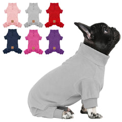 Pijama cyeollo para perro, frente, fleece suave para piel sensible y confort diario.