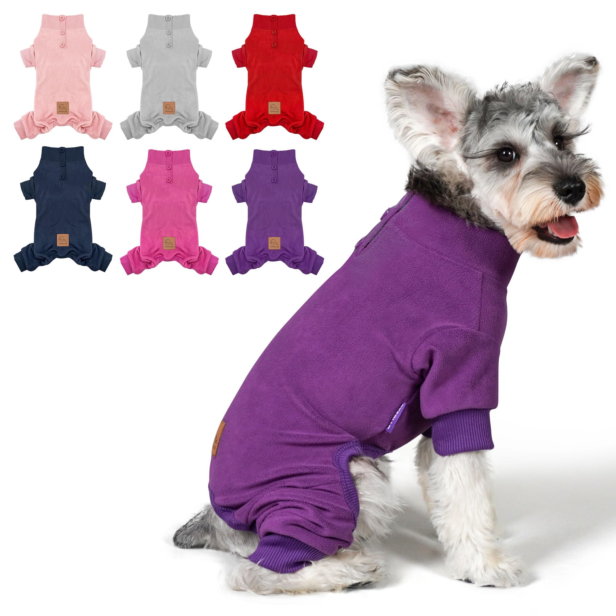 Pijama cyeollo para perro con forro de peluche, cálido para noches frías.