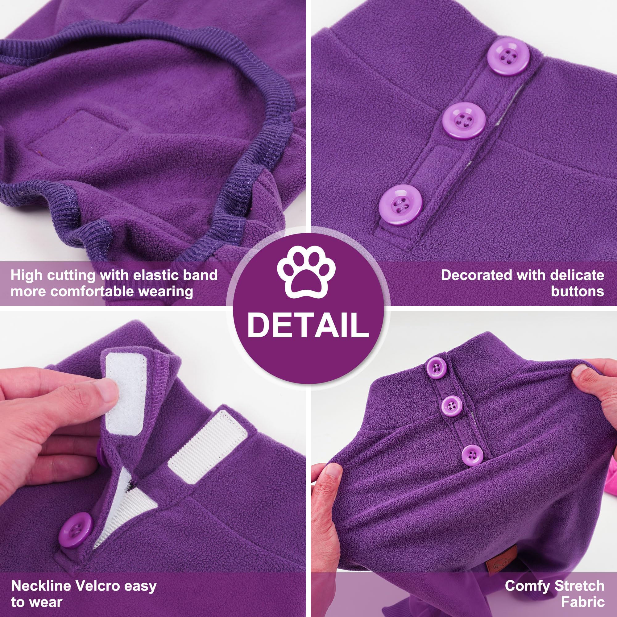 Pijama morado cyeollo para perro, estilo y confort.