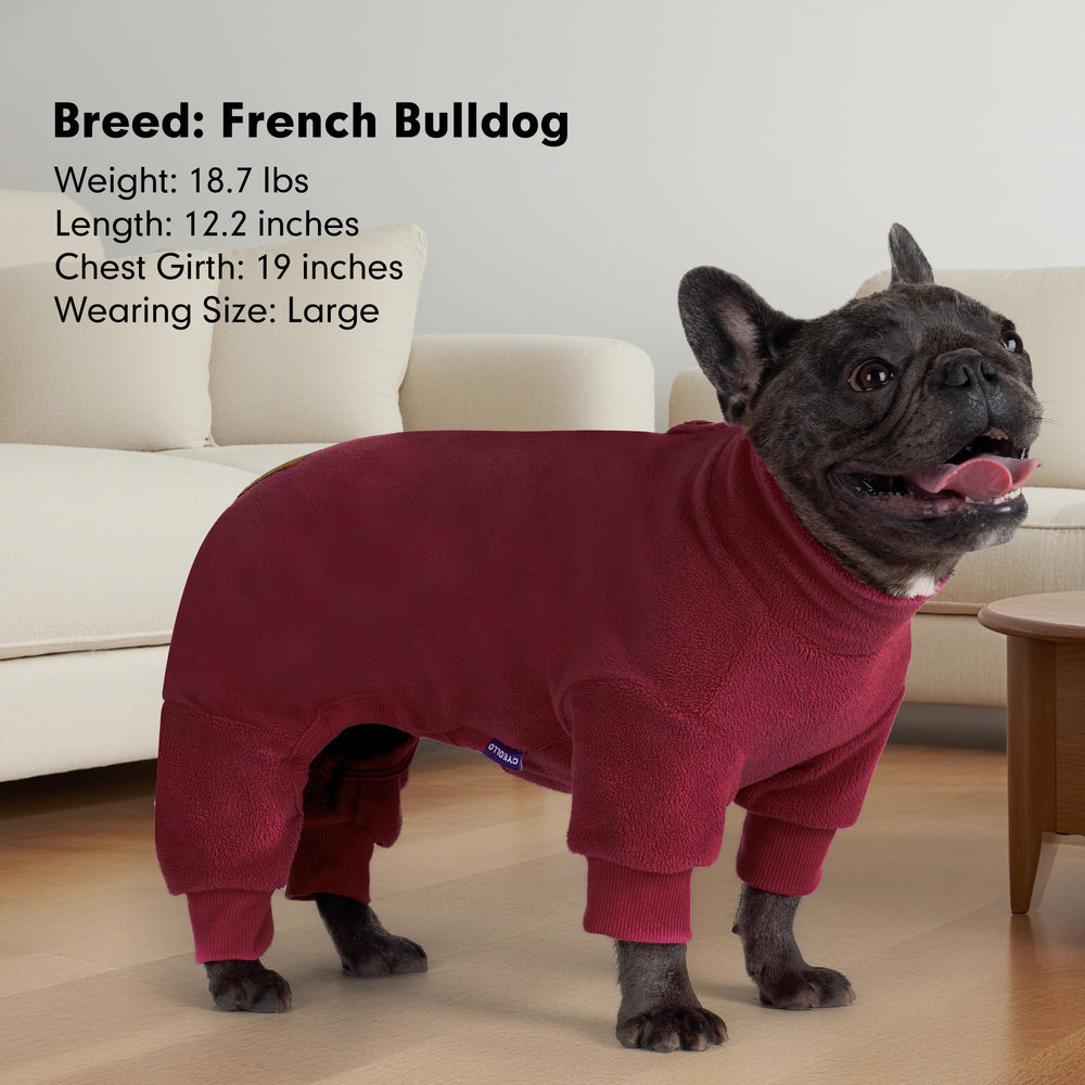 Pijamas cyeollo para perro pequeño Burdeos, cuello alto, protección contra el frío