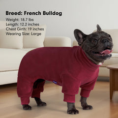 Pijamas cyeollo para perro pequeño Burdeos, cuello alto, protección contra el frío