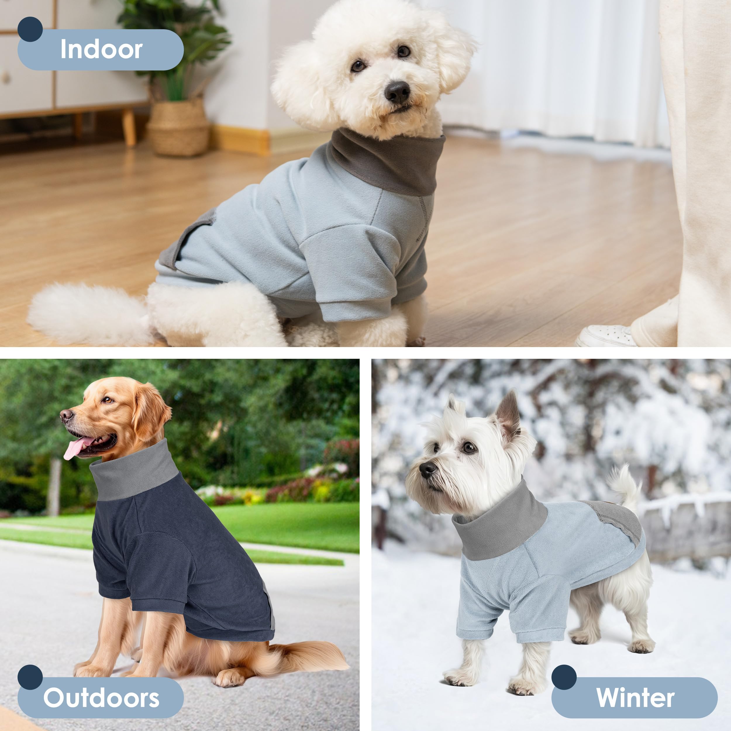 Sudadera cyeollo para perro XXL en azul claro, vista frontal, ideal para días fríos.