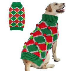 Sueter navideño cyeollo para perro con cuello alto en verde, ideal para paseos fríos