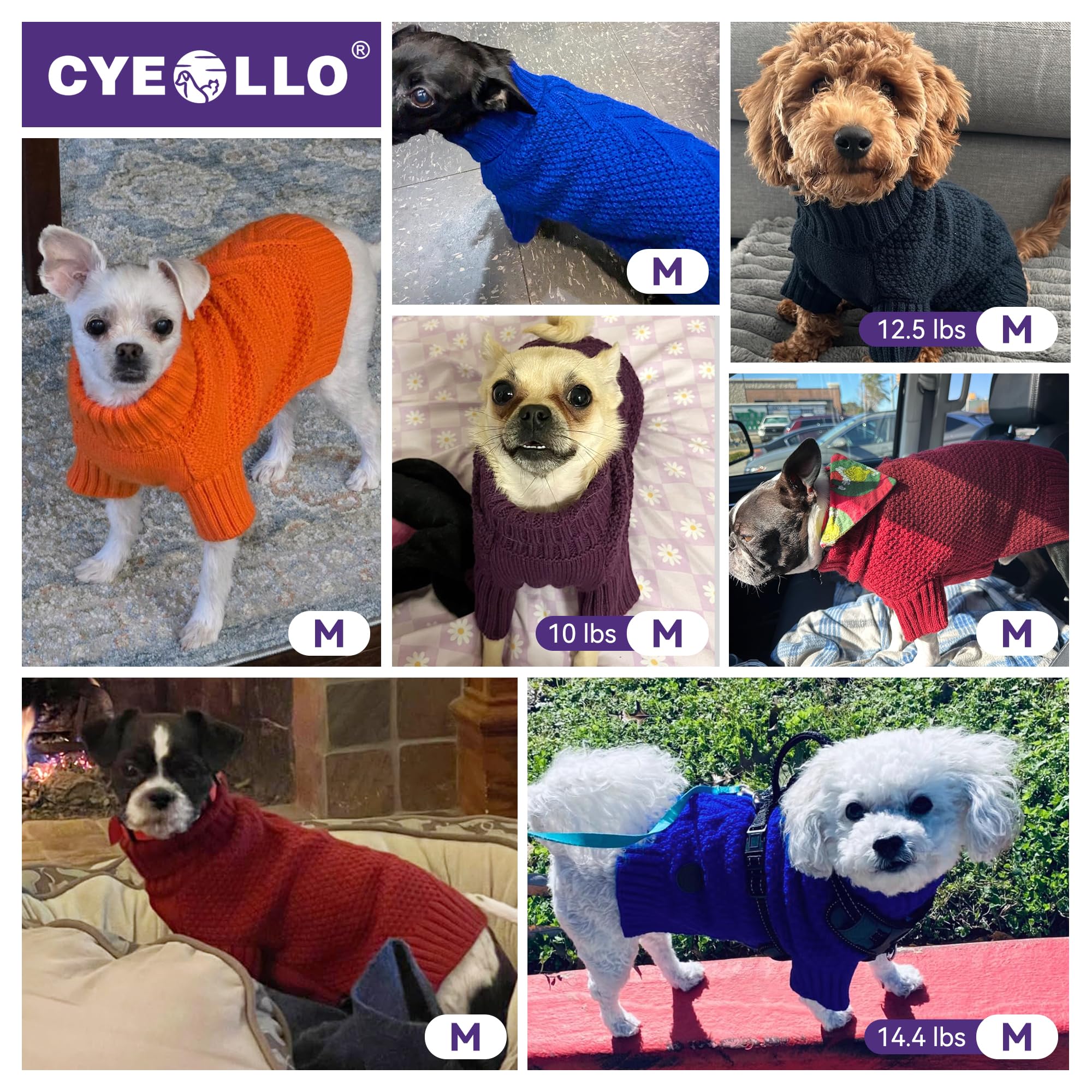 cyeollo suéter diseño unicolor, estilo clásico para perros.