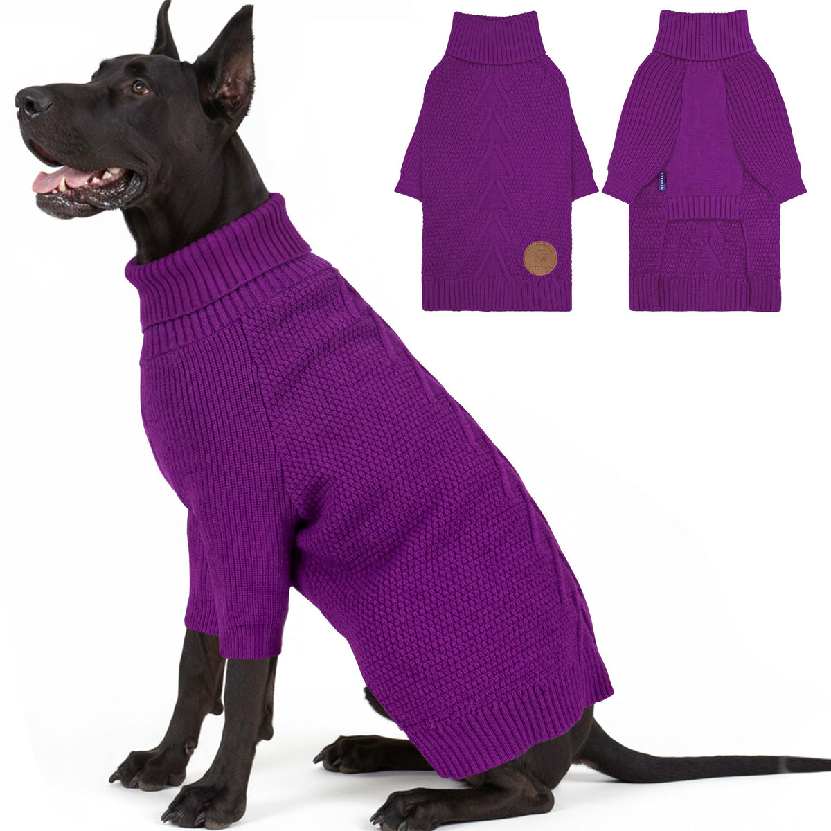 Suéter cyeollo para perro grande con cuello alto, cálido y envolvente.