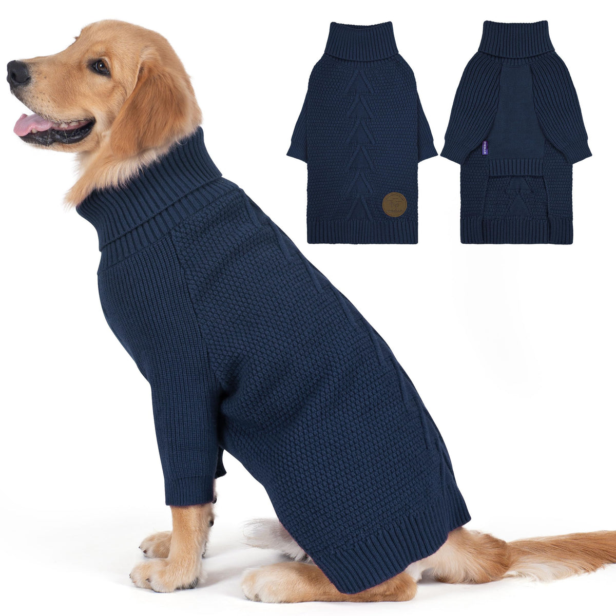 Cyeollo sueter para perro grande con cuello alto y mangas, mantiene al animal cálido.