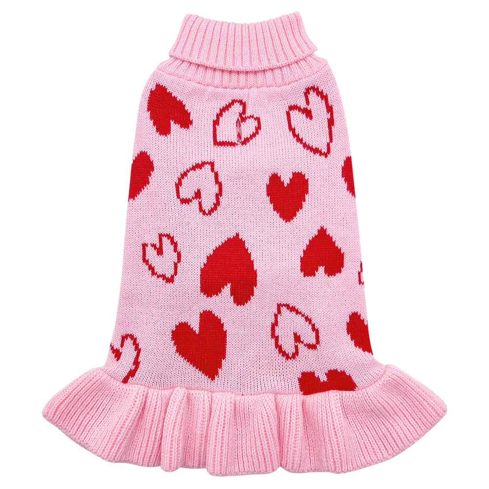 cyeollo suéter vestido con corazón rosa en frente, perfecto para paseos diarios