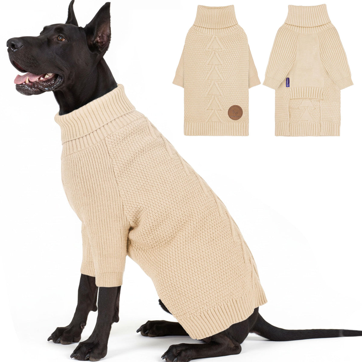 Cyeollo 4XL suéter para perros gigantes con cuello alto y tejido cálido.
