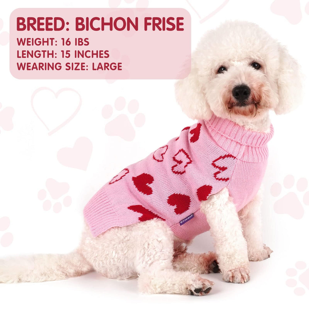 Cyeollo suéter de perro con corazón rosa, vista trasera, cómodo y favorecedor.