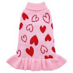 cyeollo suéter de perro con corazones frente, ideal para paseos festivos
