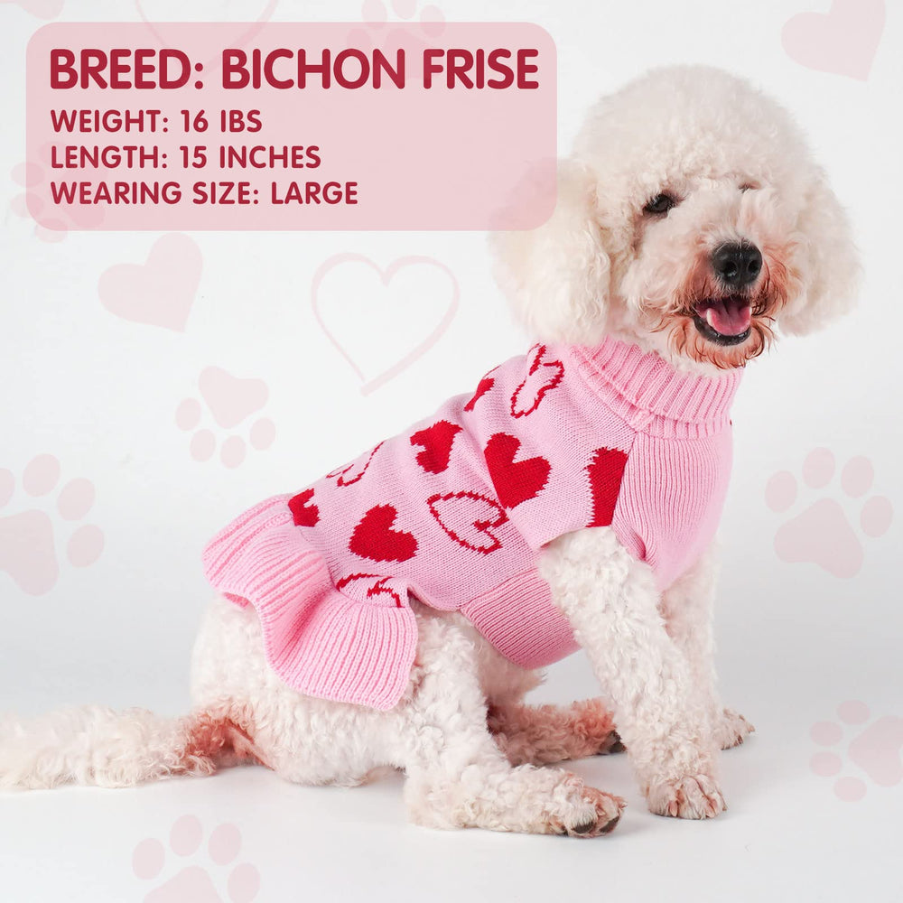 cyeollo Valentines dog sweater con cuello alto; mantiene al perro cálido