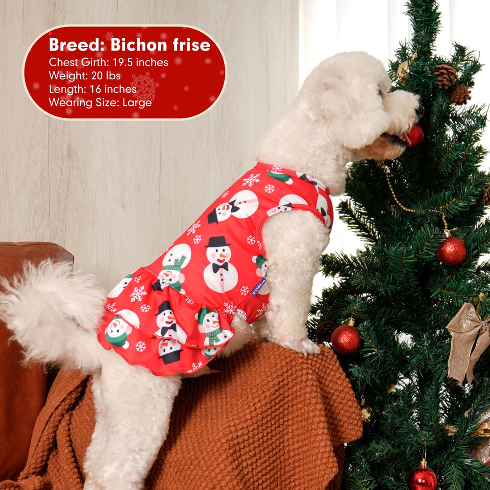 Vestido navideño cyeollo para perros pequeños en casa, cómodo para paseos y fotos.
