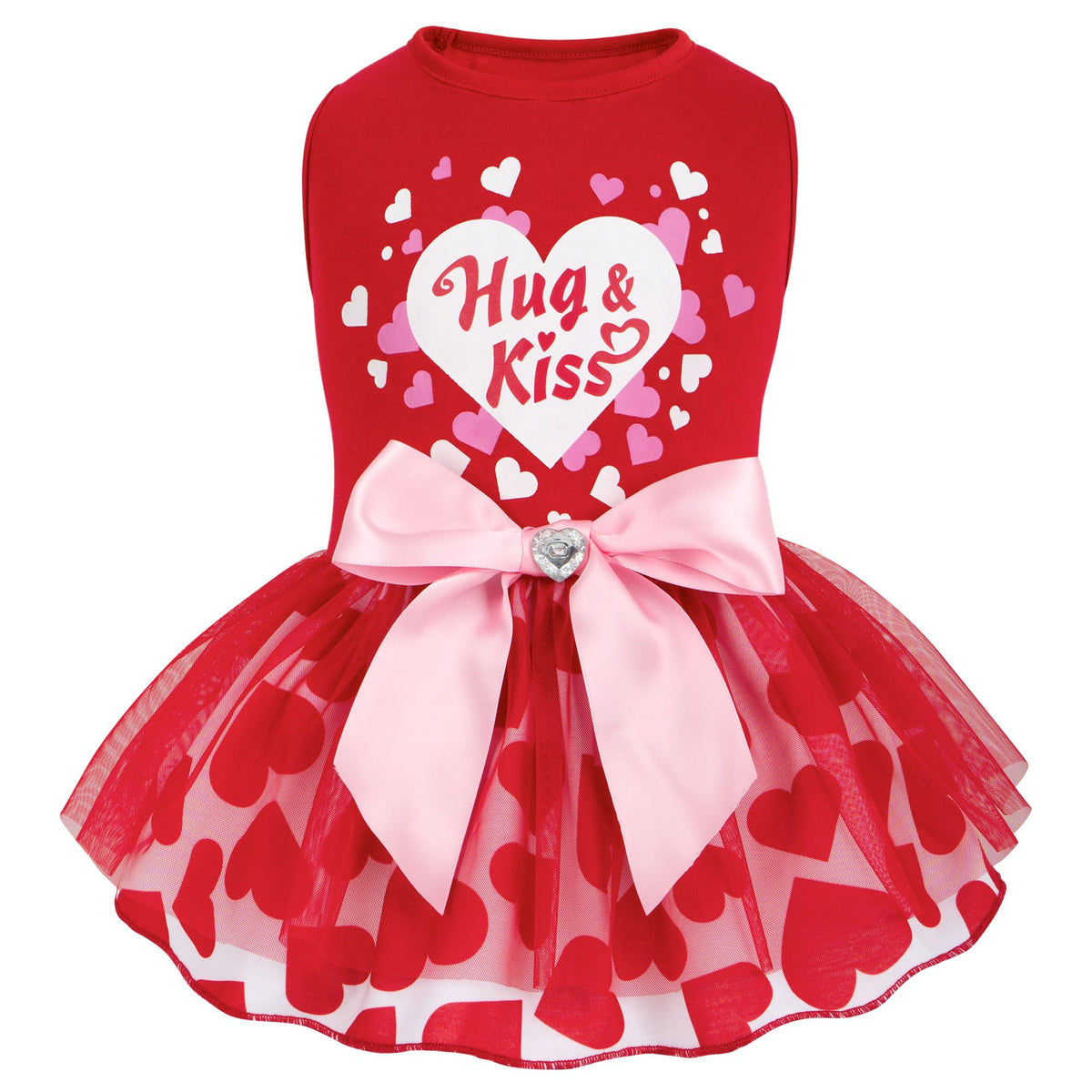 Vestido cyeollo para San Valentín con corazón y tul rojo, ideal para fiestas