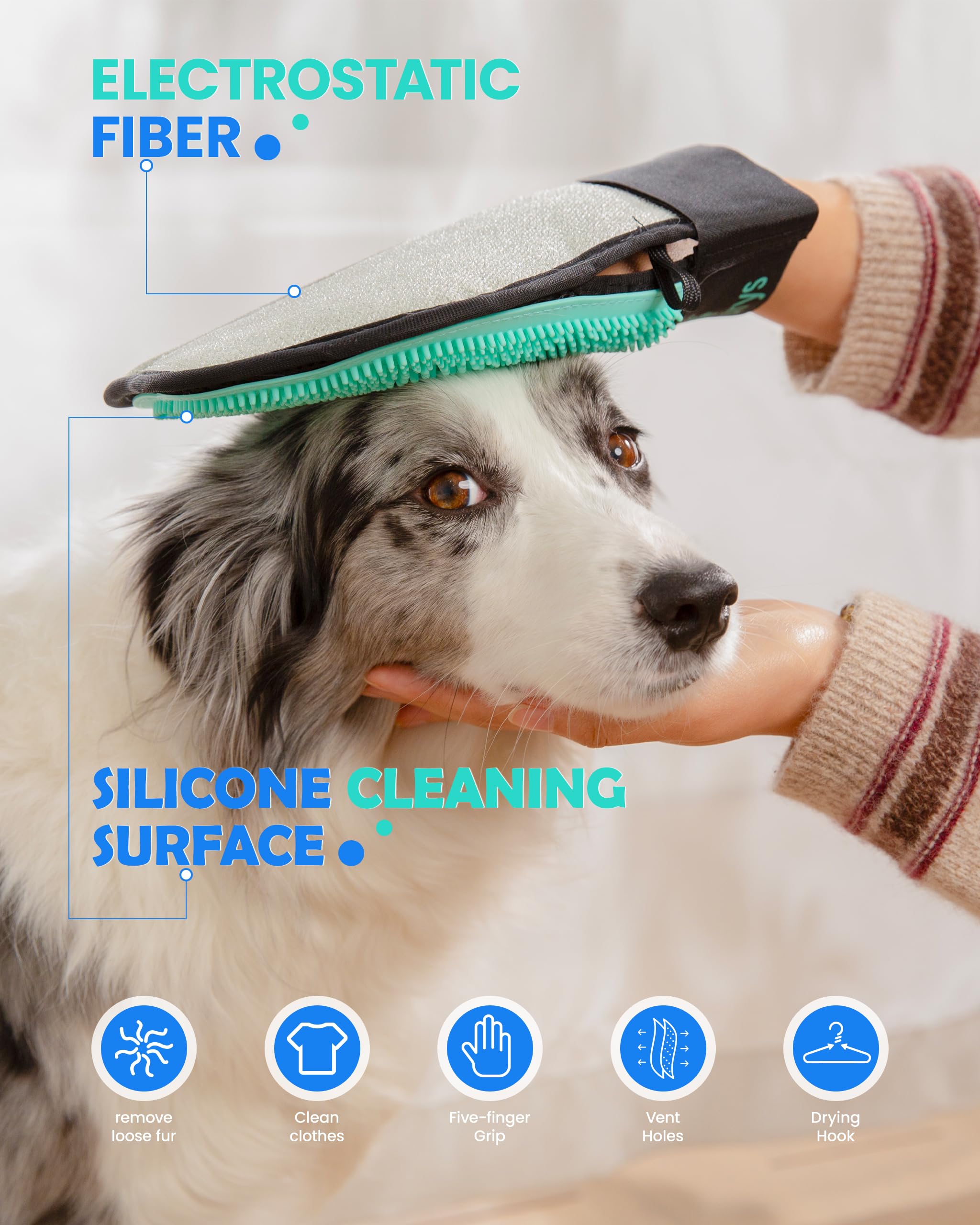 Cepillo de silicona Cykurys para eliminación de pelo en perros y gatos.
