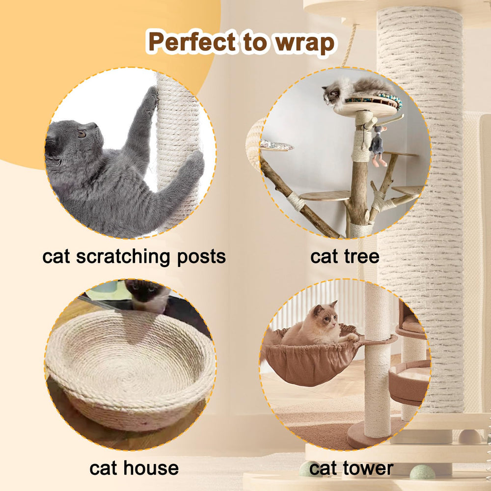 Cymuber cuerda sisal para árbol o torre de gatos, uso versátil.