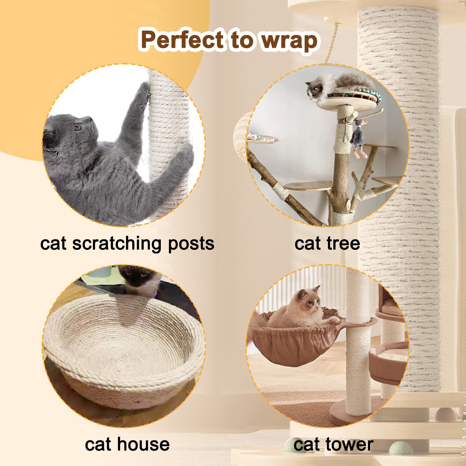 Cymuber cuerda sisal para proyectos de bricolaje para gatos.