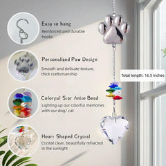 Cynlsum cristal patitas-corazón: ideal para colgar en ventana o muro.