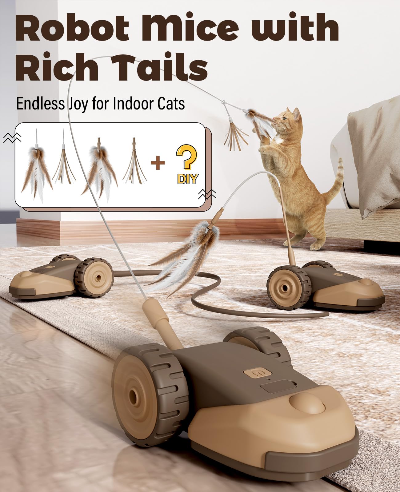 CYROS Ratón automático con 2 velocidades para gatos activos