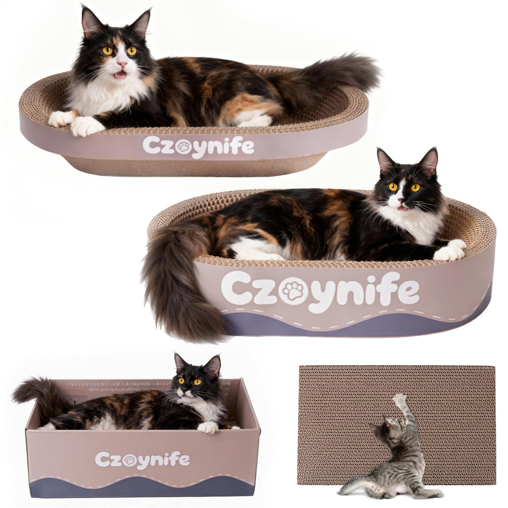 Czoynife rascador carton caja, promueve juego y afila uñas.