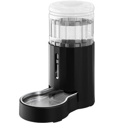 CZPET dispensador automático 8L negro, vista frontal para mascotas, suministro continuo.