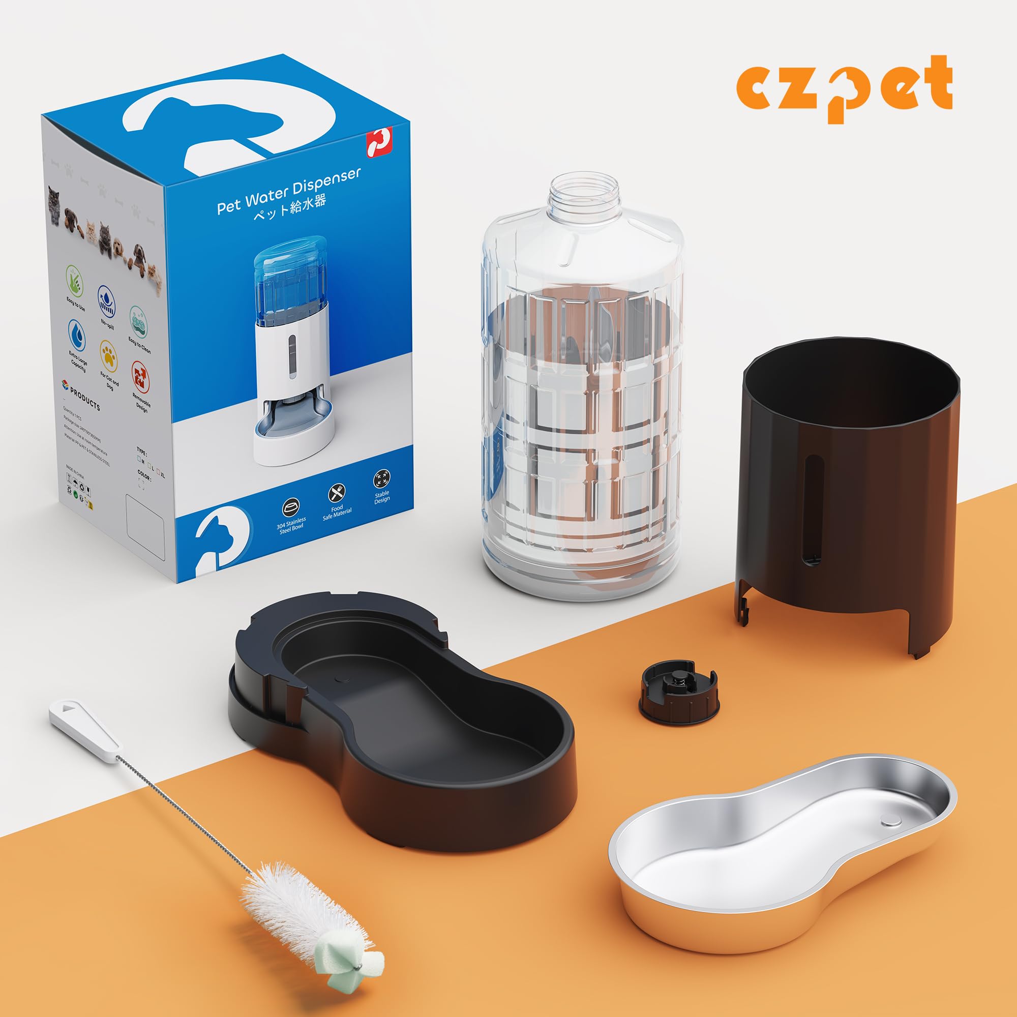 CZPET dispensador 8L negro, flujo por gravedad sin necesidad de enchufe.