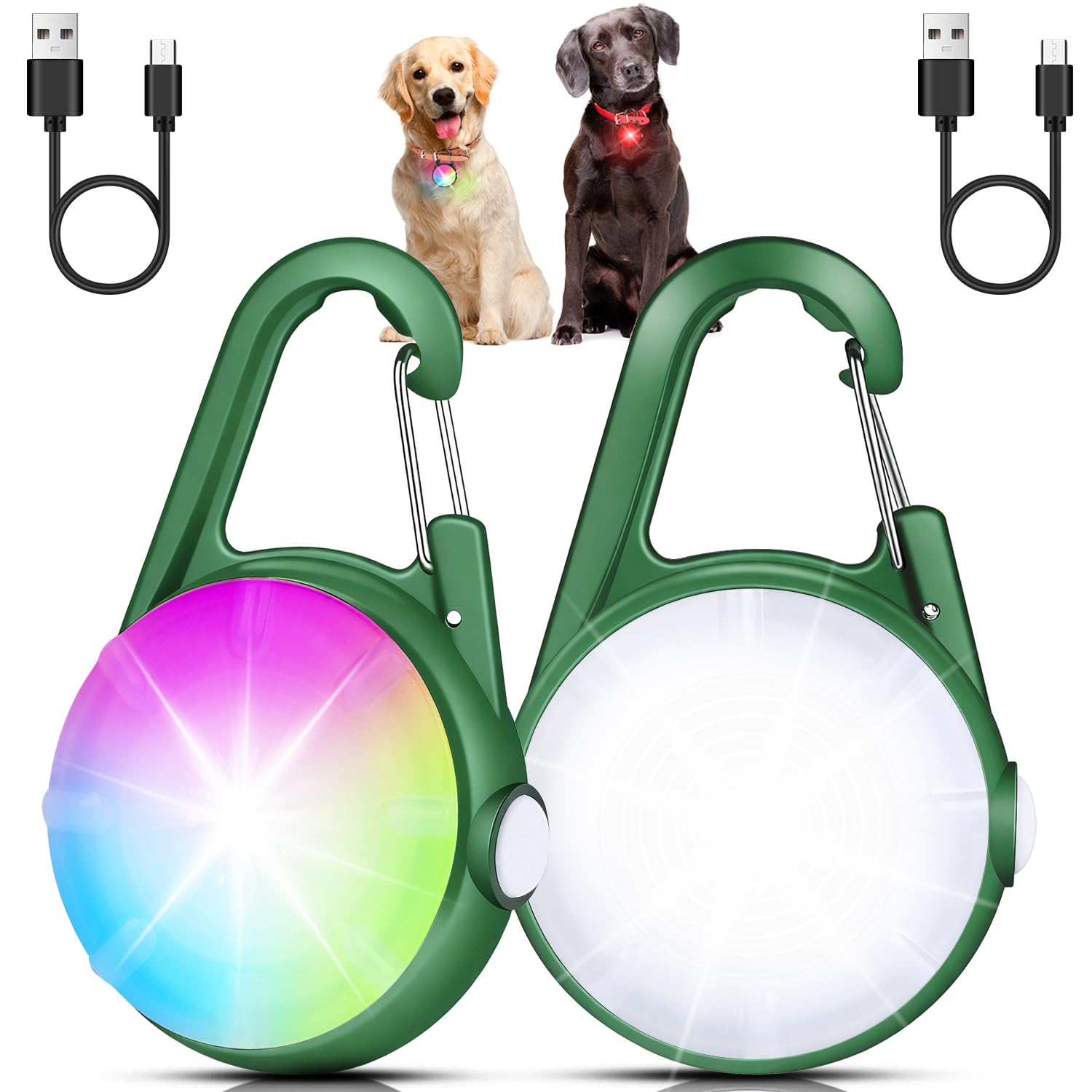 DAAMENT collar luz perro frontal en Army Green para mayor visibilidad nocturna