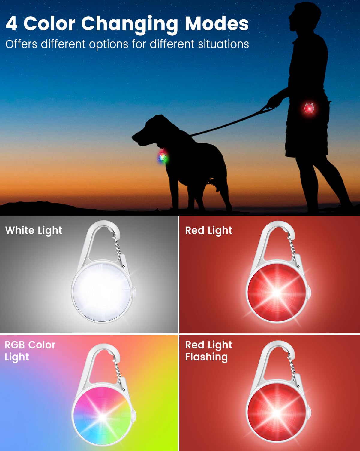 DAAMENT: collar para perro con luz en 4 modos para distinguir durante la noche.