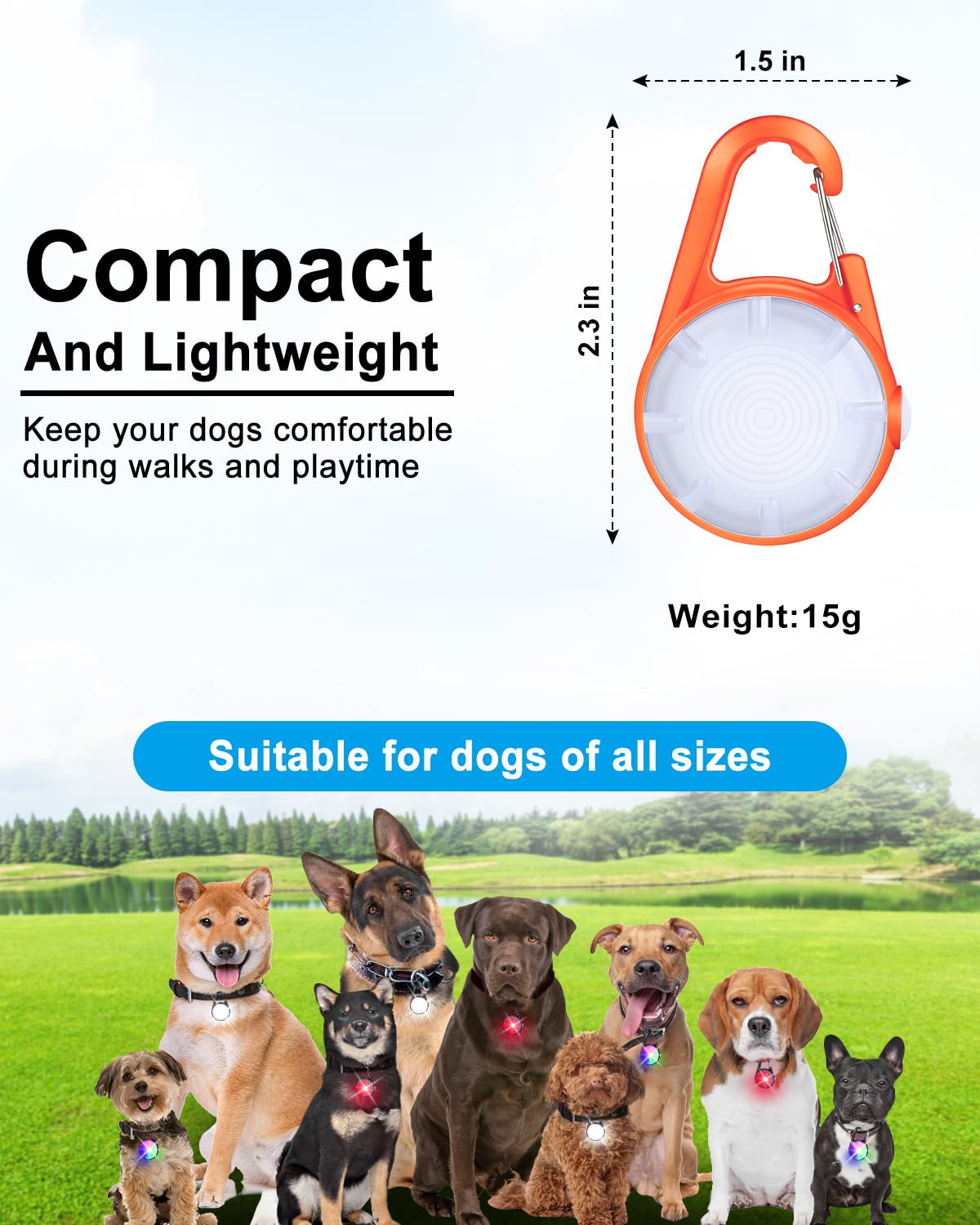 DAAMENT luz collar perro batería recargable con carga rápida para largas salidas.