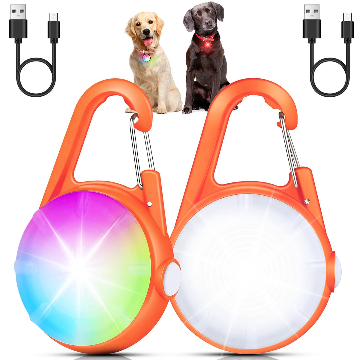 DAAMENT luz collar perro doble pack para mayor visibilidad durante caminatas nocturnas.