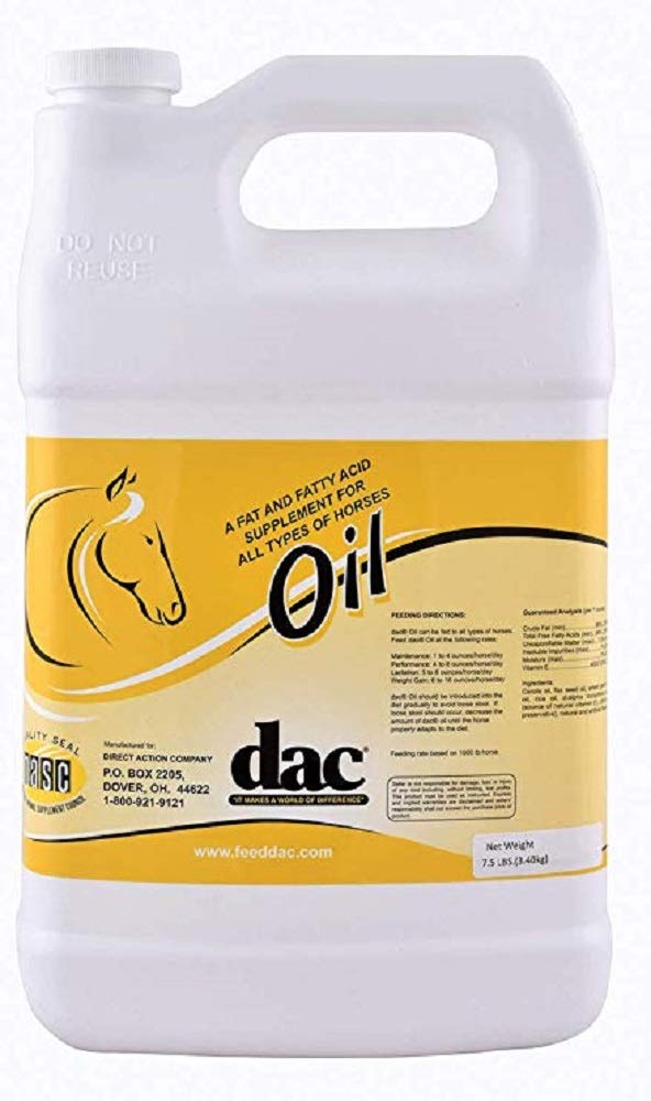 DAC aceite de galón para caballos, apoyo de peso y brillo de la piel durante el entrenamiento.