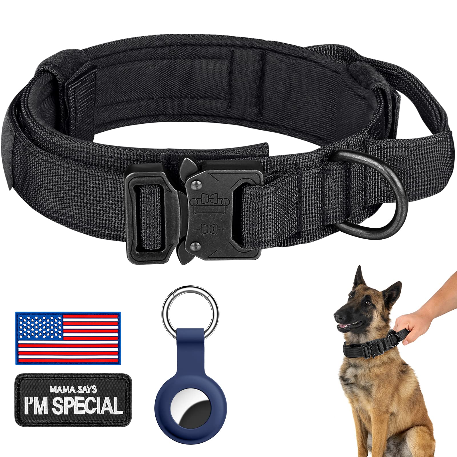 DAGANXI collar táctico con ajuste seguro para perros medianos y grandes.