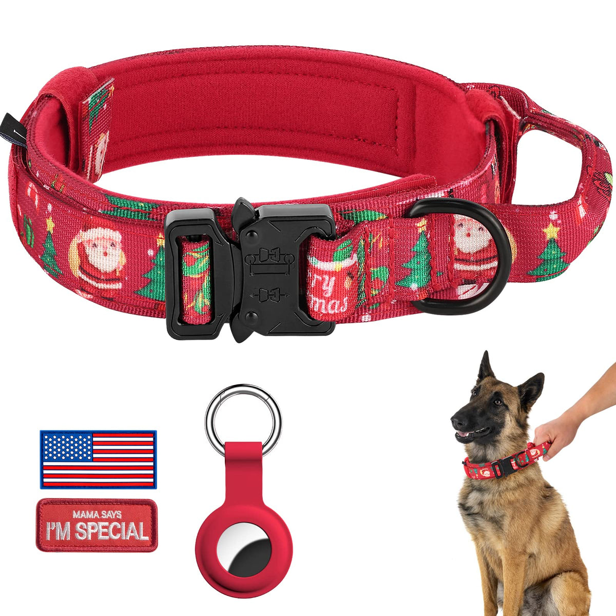 DAGANXI collar táctico navidad para perro con diseño festivo y comodidad.