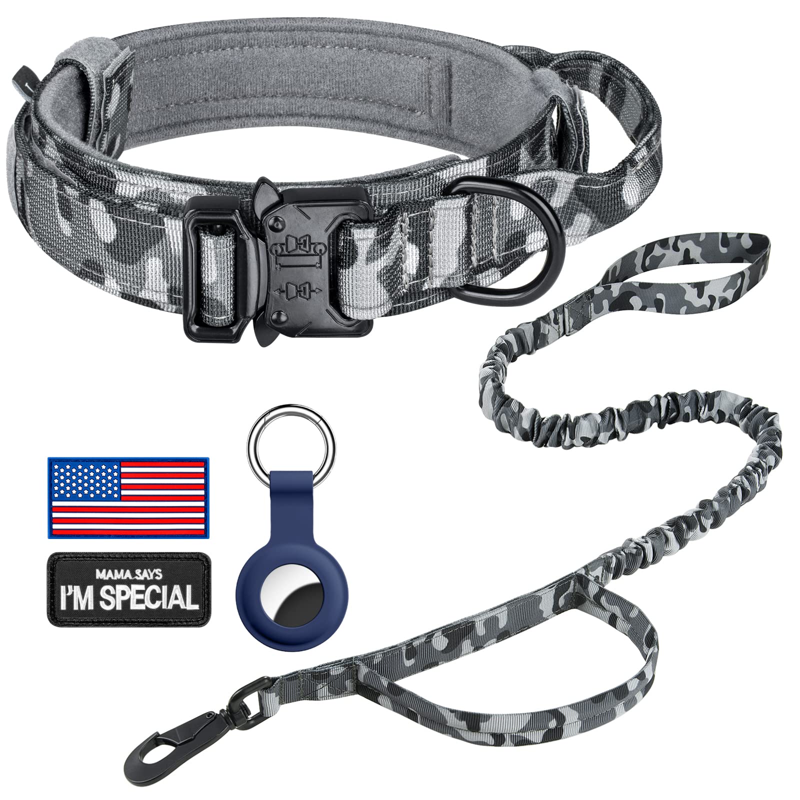 Collar táctico DAGANXI para perros camo, diseño duradero para uso intenso