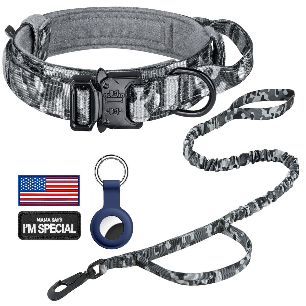 Collar táctico DAGANXI para perros camo, diseño duradero para uso intenso