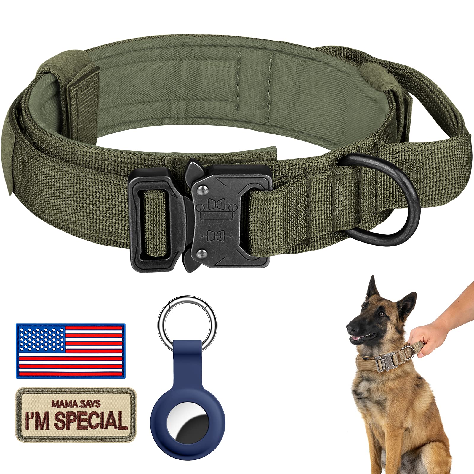 DAGANXI collar tactico de nylon ajustable para perros medianos y grandes, comodidad y durabilidad.