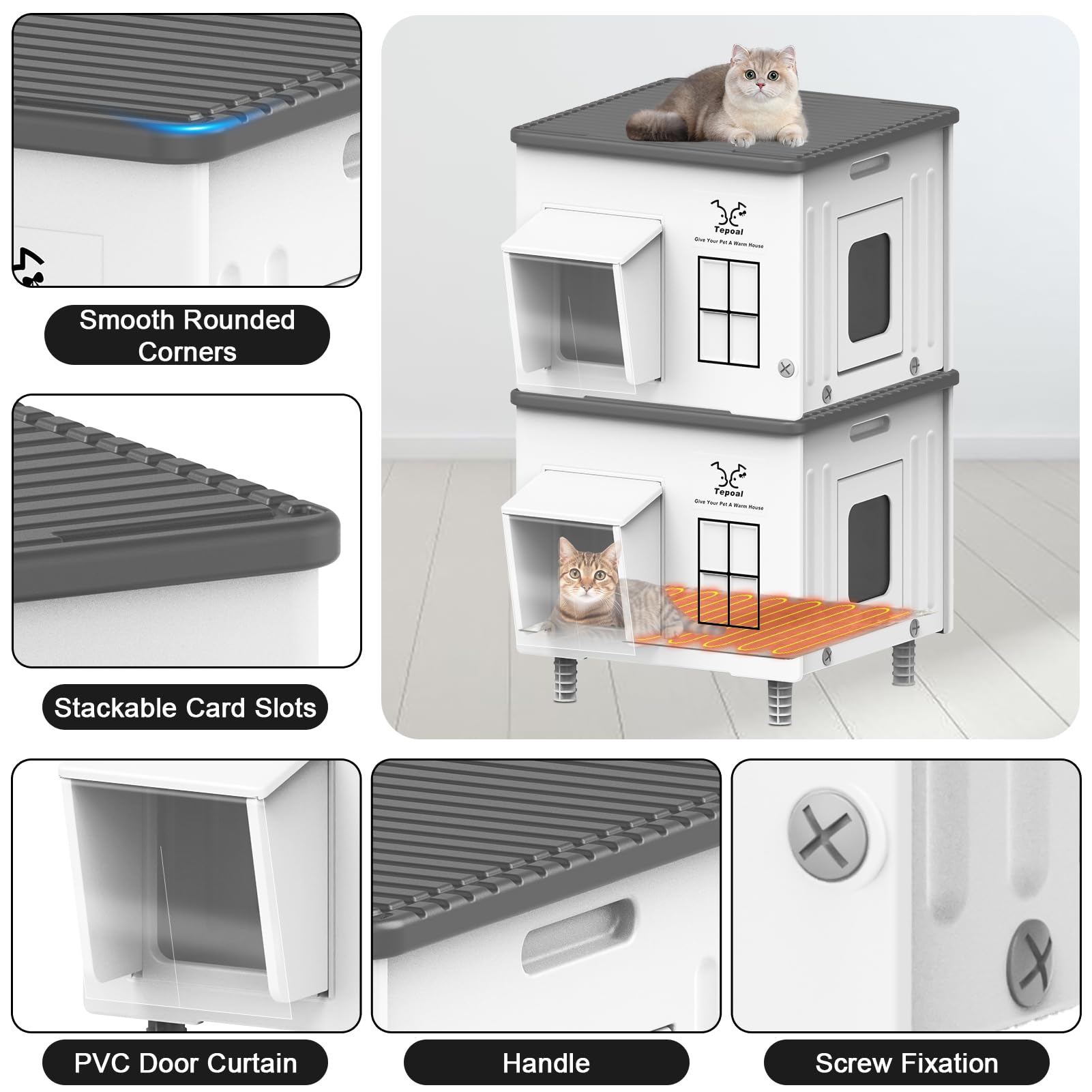 Dahivs casita caliente exterior, plataforma elevada mantiene gatos secos.