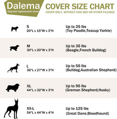 Funda Dalema para cama de perro, relleno con ropa usada para confort.