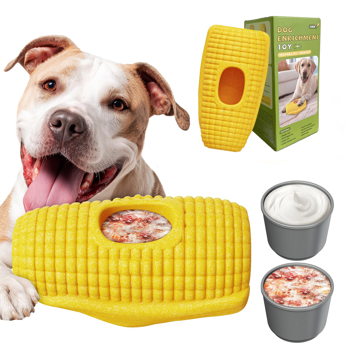 Juguete DAMDANLUNO con forma de mazorca, ideal para masticadores agresivos.