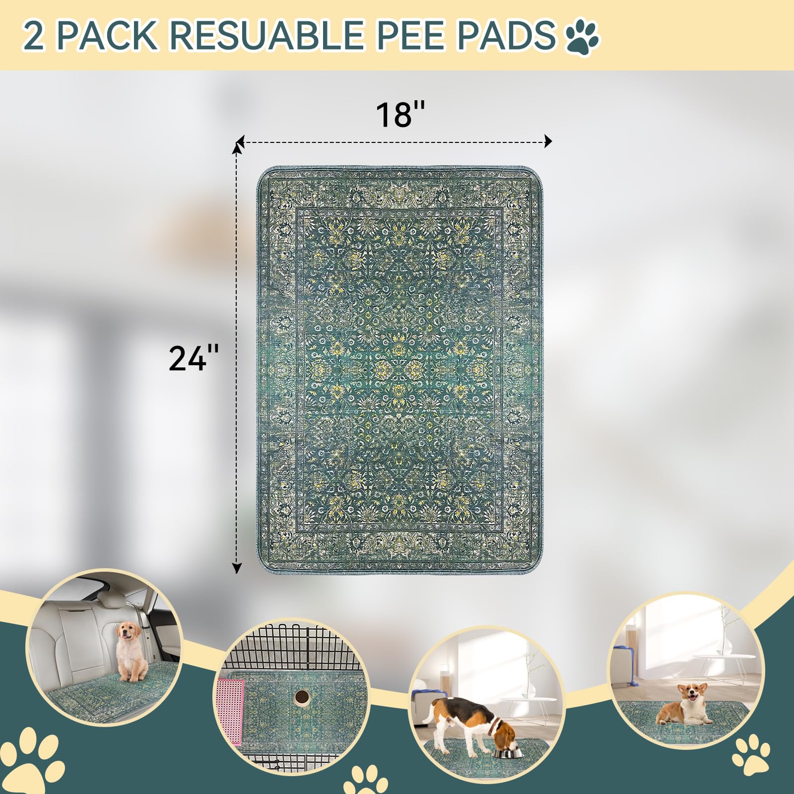 DAMIROON paño lavable para perro, lavado fácil para higiene diaria.