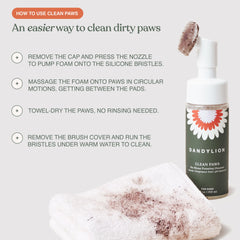 Dandylion Clean Paws: masaje circular para limpiar entre almohadillas.