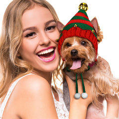 Gorro navideño para perro Dansydaisy tejido cálido para paseos invernales.