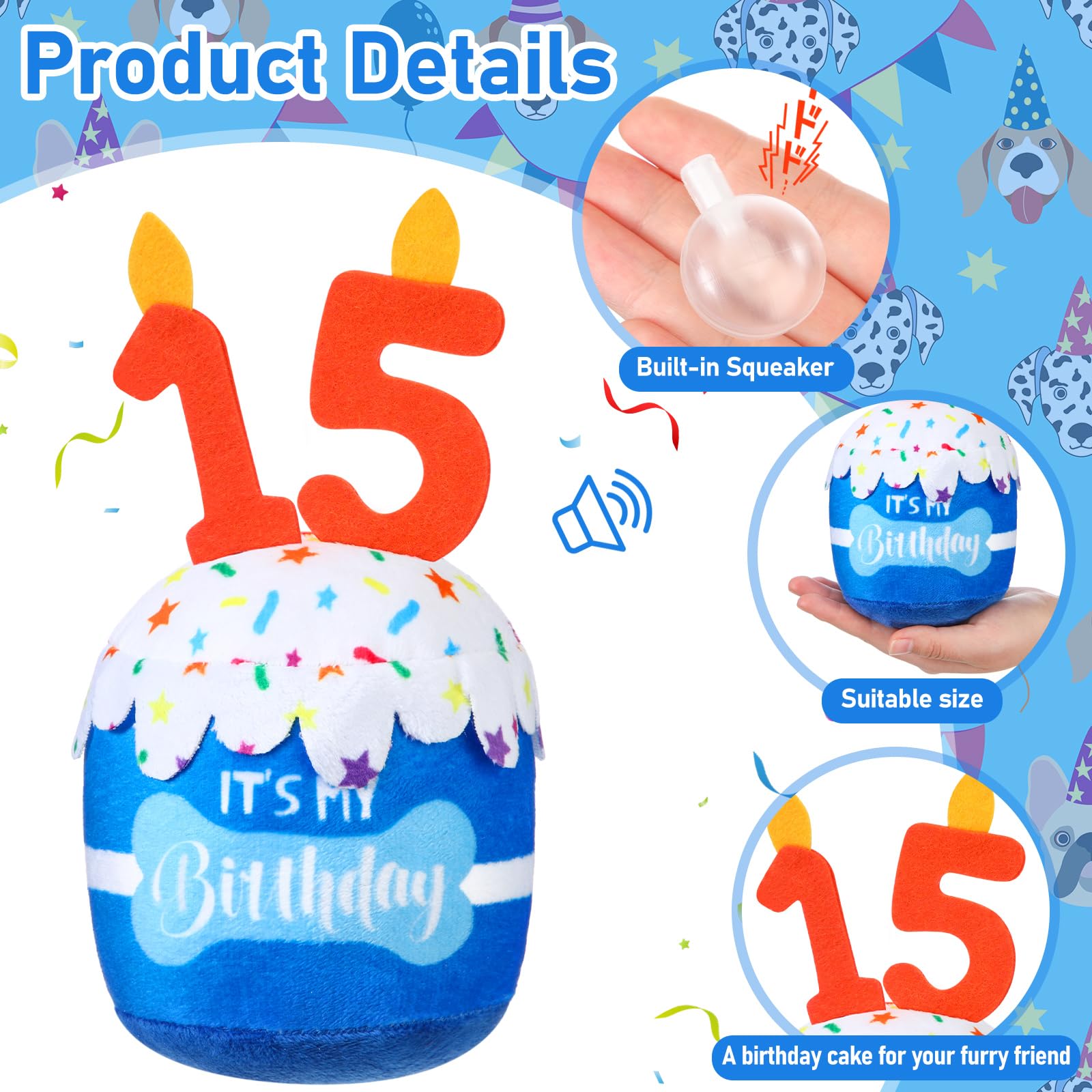 Dansydaisy juguete-peluche-con-chillido-perro-azul: ideal para juego interactivo y diversión duradera.