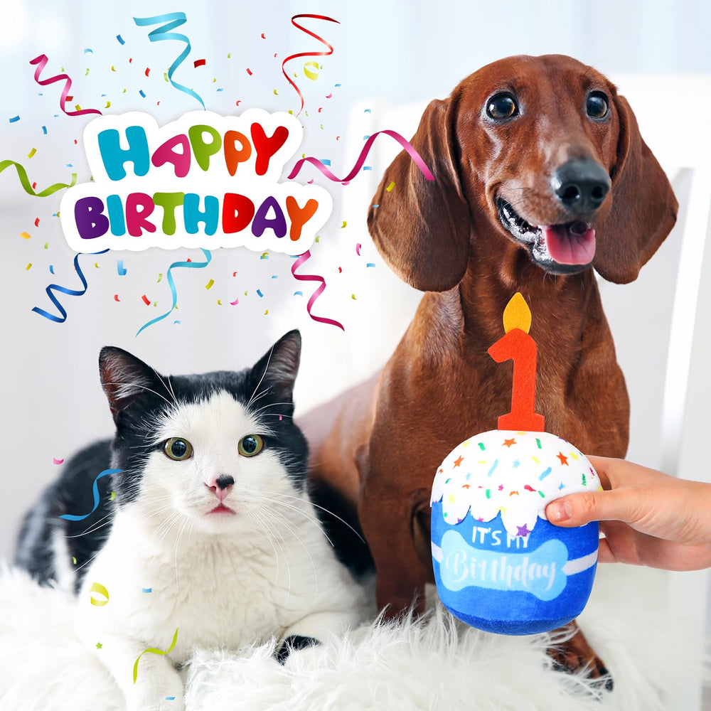 Dansydaisy juguete peluche de cumpleaños para perros, suave y duradero para morder.